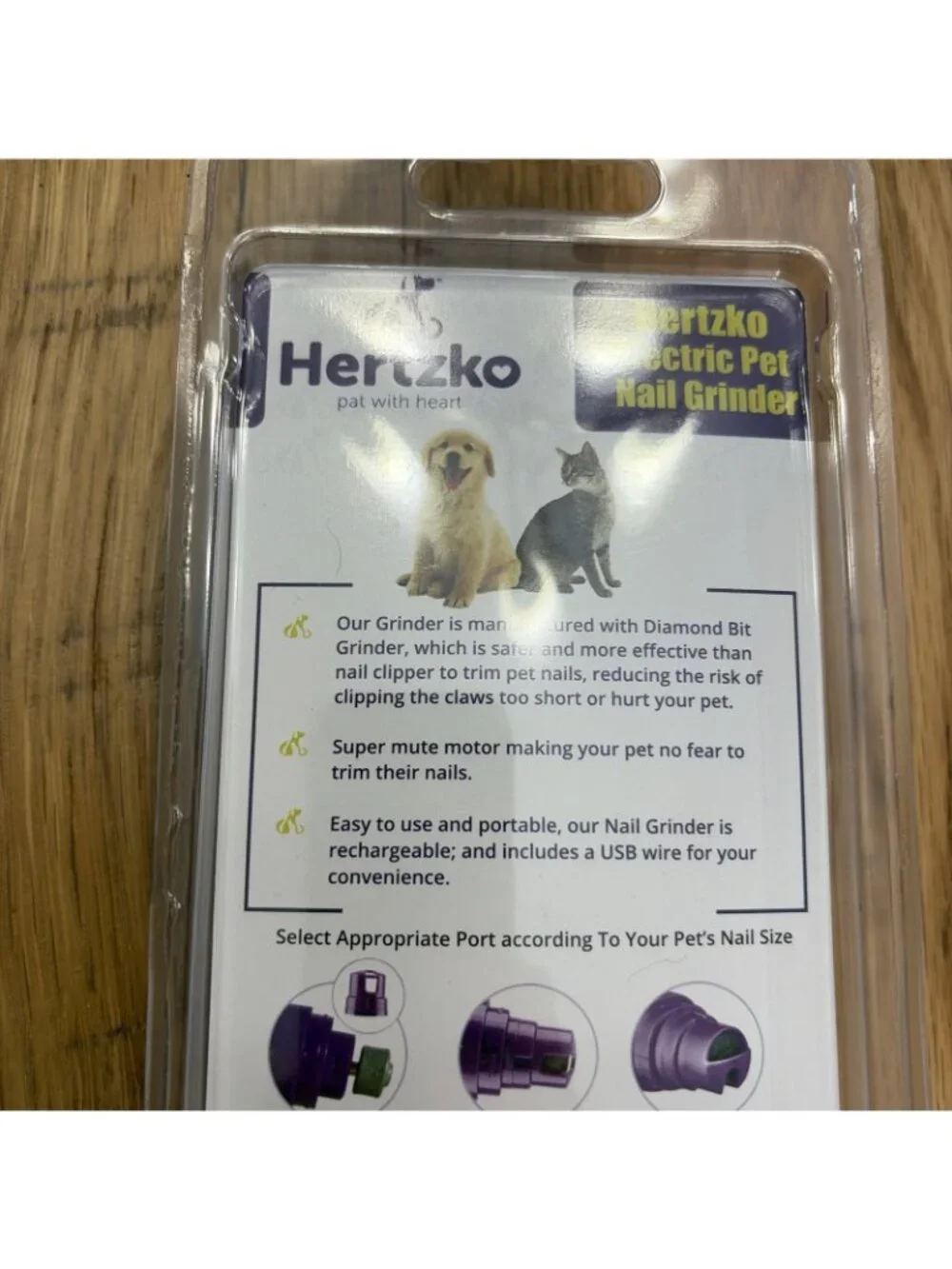 Hertzko Electric Pet Nail Trimmer with USB Cable - Purple (HNG-31)